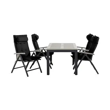 Trädgårdsgrupp Comfort Garden Monaco Matgrupp Utomhus 90x152-210 + 4 Positionsstolar m Dyna
