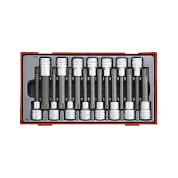 Bitshylssats 15 Teng Tools delar för Ribe och XZN-spår, 1/2 tum fyrkantsfäste TTRS15