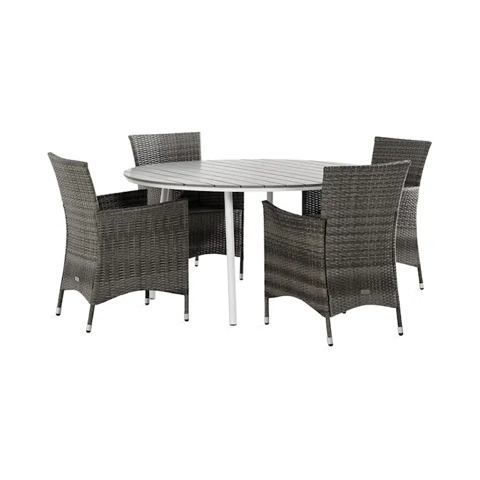 Trädgårdsgrupp Comfort Garden Tunis Matgrupp Utomhus 140 Rund + 4 Thor Fåtölj