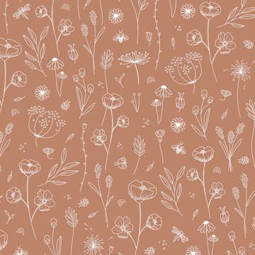 Tapet Little Dutch Wild Flowers Rust
