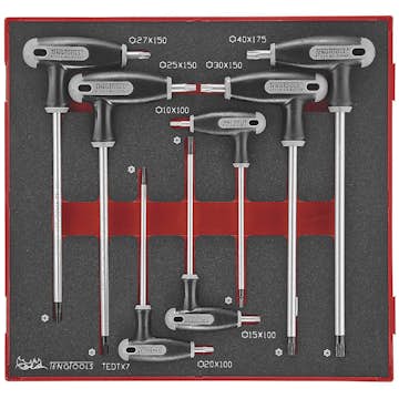TX/TPX nyckelsats 7 delars med T-handtag Teng Tools TEDTX7