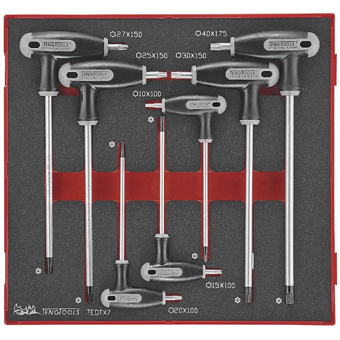 TX/TPX nyckelsats 7 delars med T-handtag Teng Tools TEDTX7