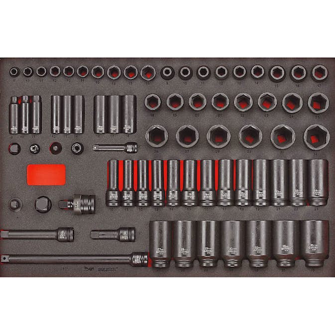 Krafthylssats 73 delar med 3/8 tum och 1/2 tumfyrkantsfäste Teng Tools TTEISK73