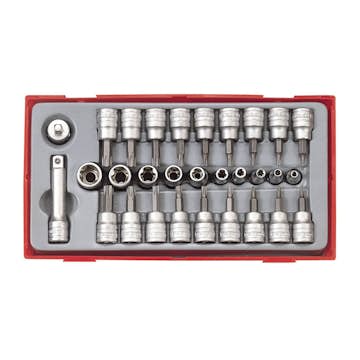 TX-hylssats 30 delars med 1/4 tum och 3/8 tum fyrkantsfäste Teng Tools TTTX30
