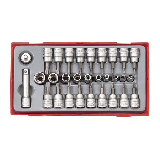 TX-hylssats 30 delars med 1/4 tum och 3/8 tum fyrkantsfäste Teng Tools TTTX30