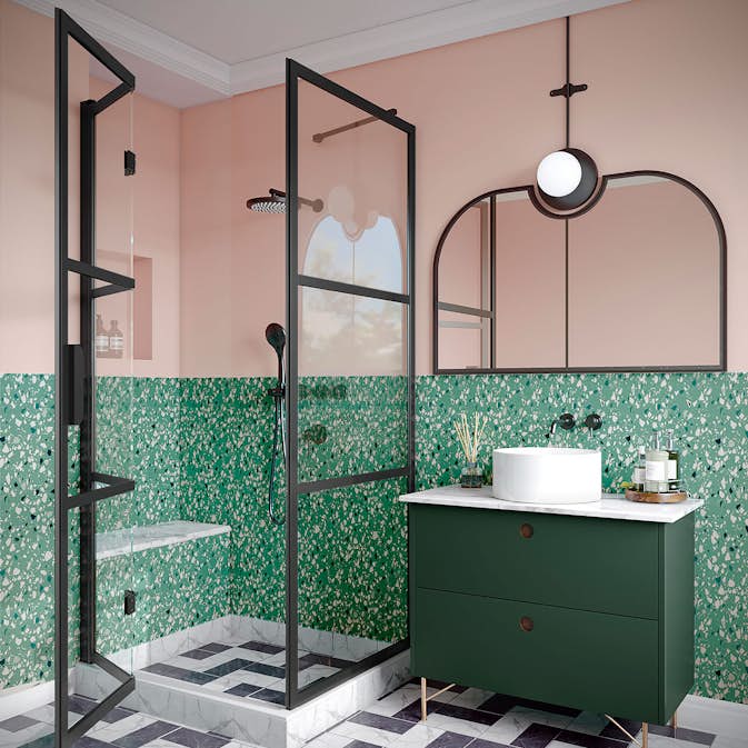 Duschhörn Hietakari Bläk 888 Tokyo Fast Vägg och Vikbara Dörr