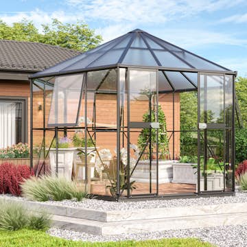 Växthus Vitavia Hera 2 9 kvm med Sockel och Polytak