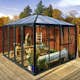 Växthus Vitavia Fortuna Svart Aluminiumstomme med UV-Skyddade Polykarbonatfönster & Härdat Glas, 10,2 m²