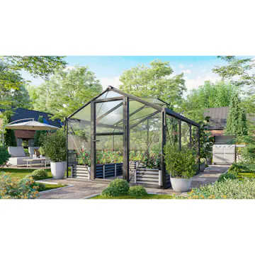 Växthus Vitavia Deimos 8500 Svart 3mm Härdat Glas / 10 mm Polytak