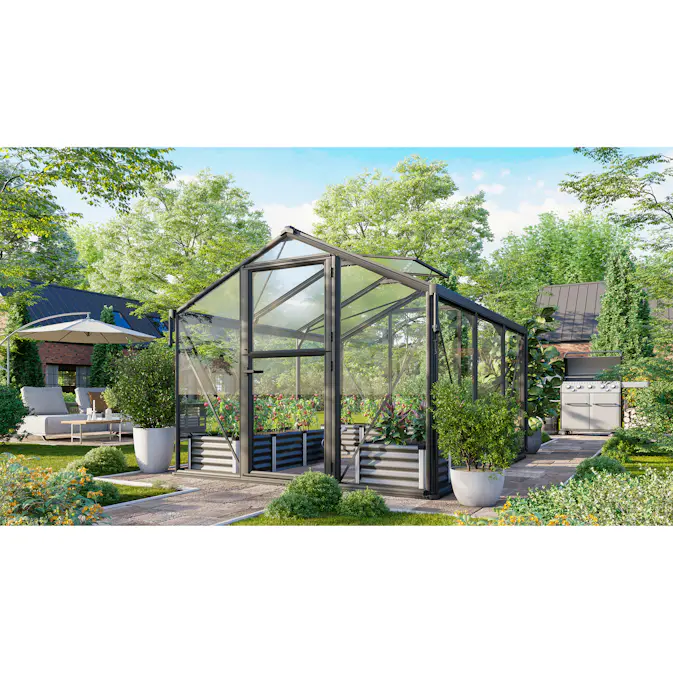 Växthus Vitavia Deimos 8500 Svart 3mm Härdat Glas / 10 mm Polytak