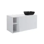 Tvättställsskåp Alterna Isella med Öppen Förvaring, Tvättkorg, Bänkskiva och Ovanpåliggande Tvättställ