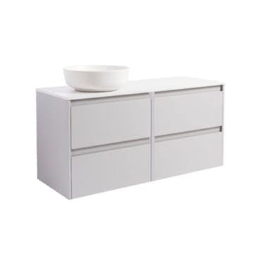 Tvättställsskåp Alterna Luxor 120 med Bänkskiva Kvartskomposit och Runt Tvättställ