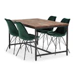 Matgrupp Bloomington Wilmer Rektangulärt Matbord 140 cm med 4 Shell Matstol Sammet