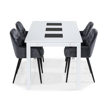 Matgrupp Basic Home Jasmin Rektangulärt Matbord 180-270 cm Förlängningsbart med 6 Giovanni Matstol