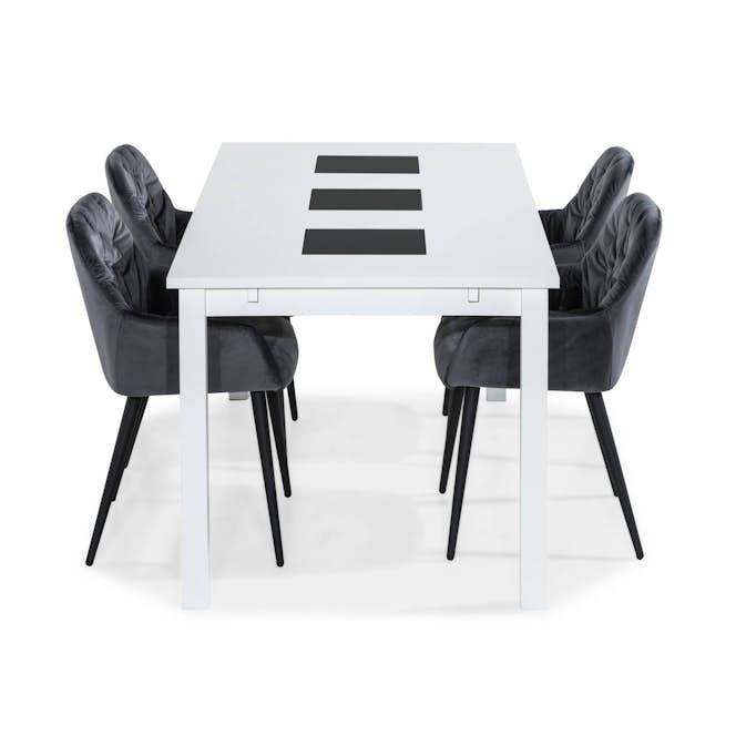 Matgrupp Basic Home Jasmin Rektangulärt Matbord 180-270 cm Förlängningsbart med 6 Giovanni Matstol