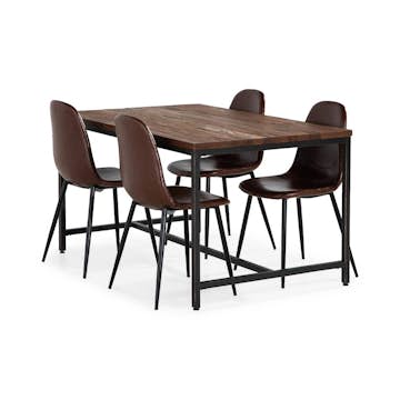 Matgrupp Bloomington Wilmer Rektangulärt Matbord 140 cm med 4 Nibe Matstol