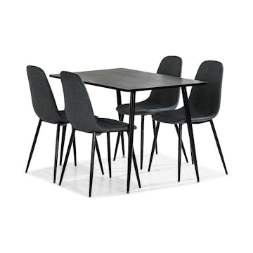 Matgrupp Basic Home MarcelenRektangulärt Matbord 120 cm med 4 Nibe Matstol