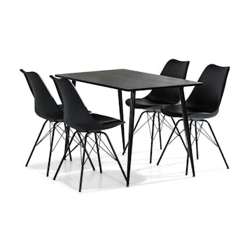 Matgrupp Basic Home Marcelen Rektangulärt Matbord 120 cm med 4 Shell Matstol