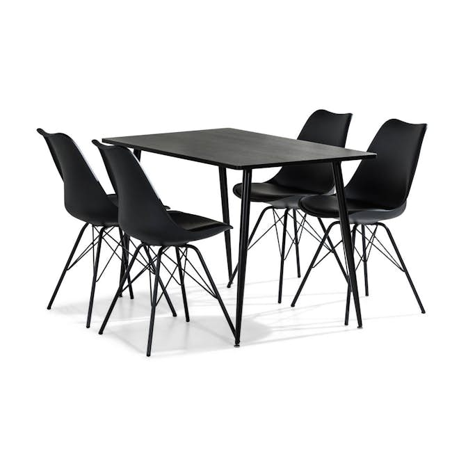 Matgrupp Basic Home Marcelen Rektangulärt Matbord 120 cm med 4 Shell Matstol