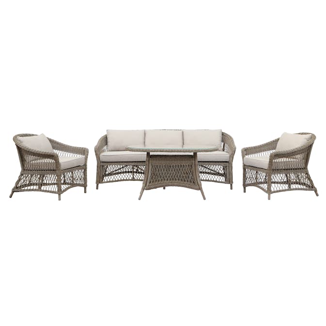 Loungegrupp Baltic Garden Camilla 3-sits soffa med 2 st fåtöljer och soffbord inkl Dynor