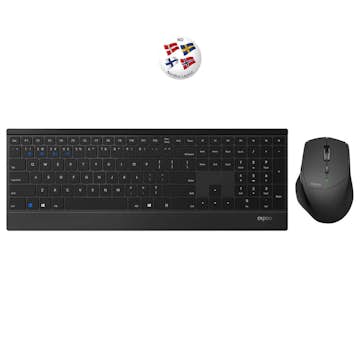 Tangentbord/Mus Set RAPOO Combo 9500M Multi-Mode Trådlös Premium Svart