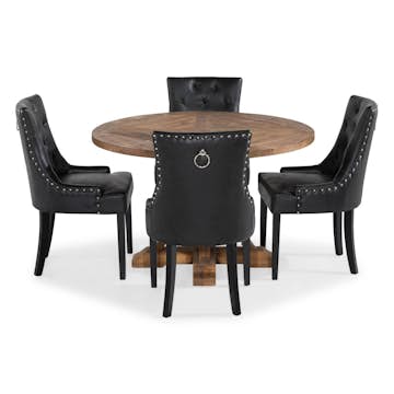 Matgrupp Bloomington Lyon Runt Matbord 120 cm Alm med 4 Tuva Matstol