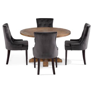 Matgrupp Bloomington Lyon Runt Matbord 120 cm Alm med 4 Viktoria Matstol