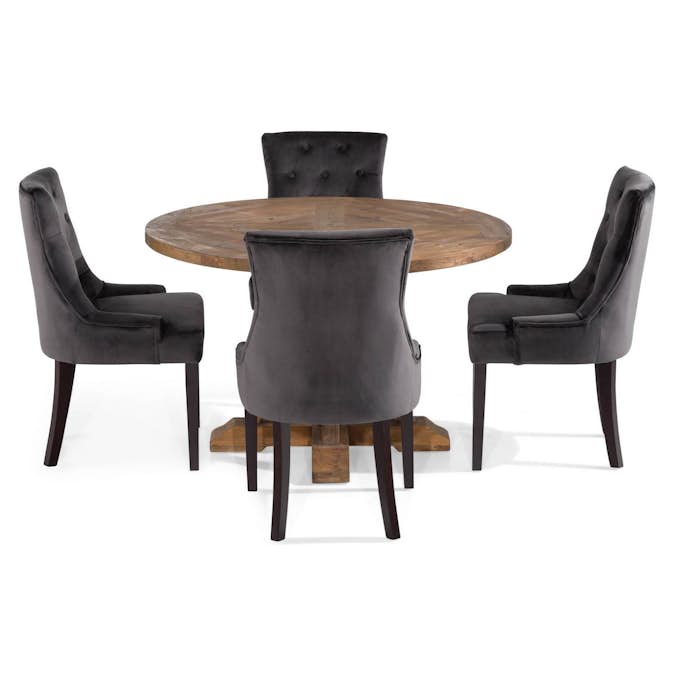 Matgrupp Bloomington Lyon Runt Matbord 120 cm Alm med 4 Viktoria Matstol