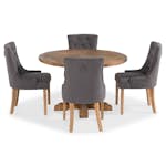 Matgrupp Bloomington Lyon Runt Matbord 120 cm Alm med 4 Viktoria Matstol