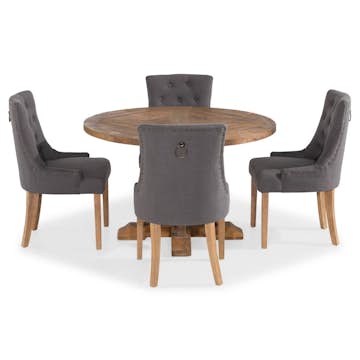 Matgrupp Bloomington Lyon Runt Matbord 120 cm Alm med 4 Viktoria Matstol