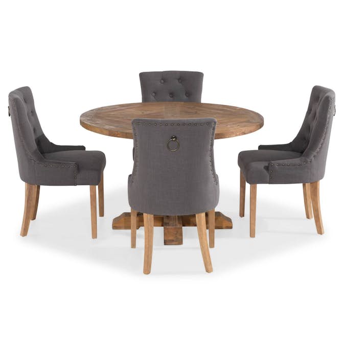 Matgrupp Bloomington Lyon Runt Matbord 120 cm Alm med 4 Viktoria Matstol