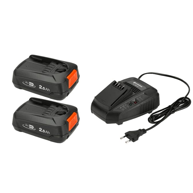 Startkit Gardena P4A X2 18V/45 + AL1830 2x2,5Ah batterier + snabbladdare