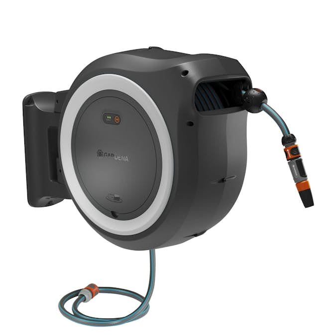 Väggslangbox Gardena Batteridriven PowerRoll XL 35 m inkl. Batteri & Laddare