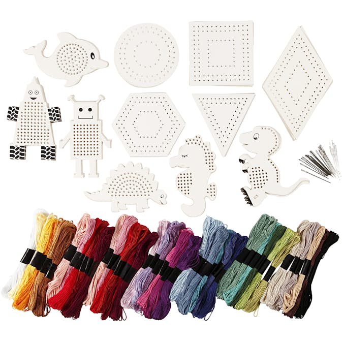 Materialset Creativ Company Broderifigurer med Broderigarn Mixade Färger Stl 8-17 cm 1 Set