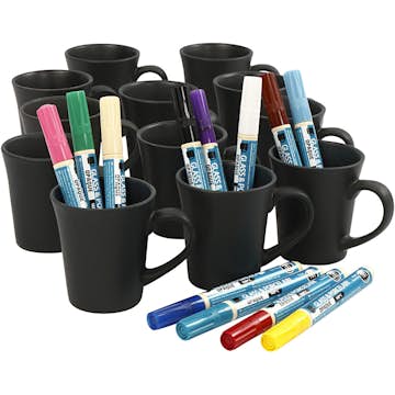 Materialset Creativ Company Måla Svarta Muggar Mixade Färger 1 Set