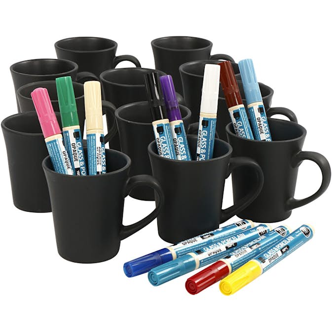 Materialset Creativ Company Måla Svarta Muggar Mixade Färger 1 Set