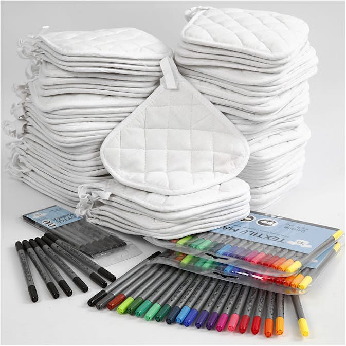 Materialset Creativ Company Grytlappar med Tusch Svart Vit 1 Set