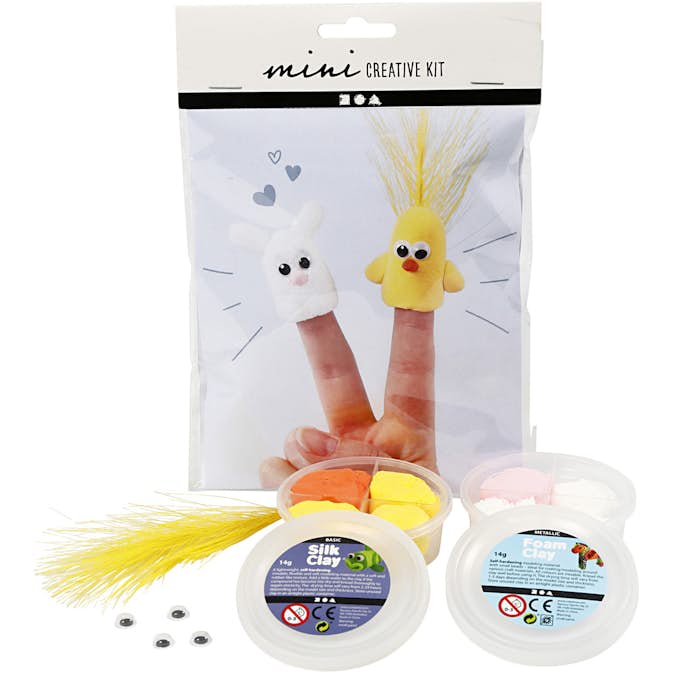 Materialset Creativ Company Mini Kreativt Set Fingerdockor Kanin/Kyckling 1 Set