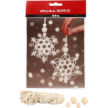 Materialset Creativ Company Kreativt Minikit Makramé Iskristall/Snöflinga 2 St/1 Set
