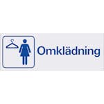 Skylt Systemtext Omklädning Dam 225x80 mm Aluminium