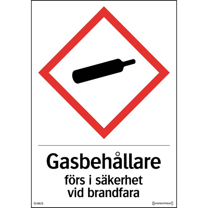 Skylt Systemtext Gasflaskor Vit Reflex
