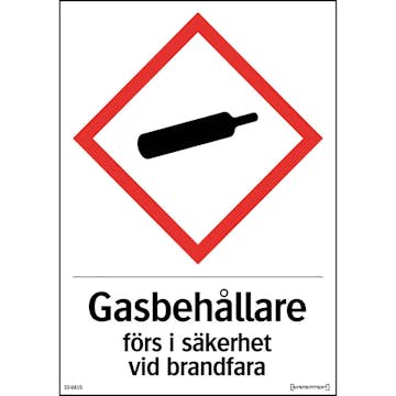 Skylt Systemtext Gasflaskor Vit Reflex
