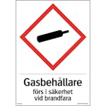 Skylt Systemtext Gas Brandfarlig Dekal