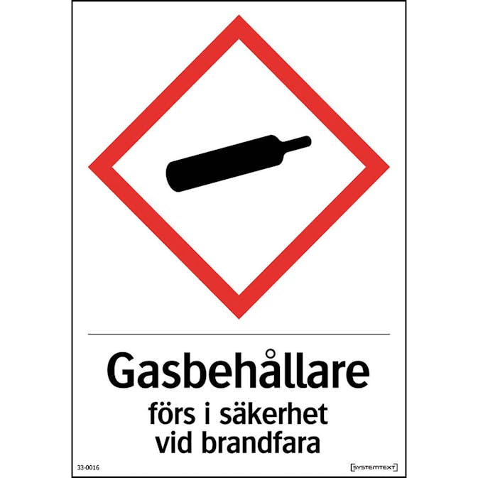 Skylt Systemtext Gas Brandfarlig Dekal