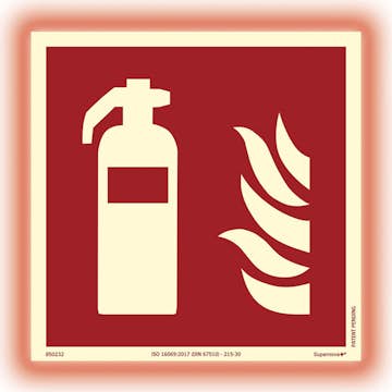 Skylt Systemtext Brandsläckare 200x200 mm Aluminium Supernova+