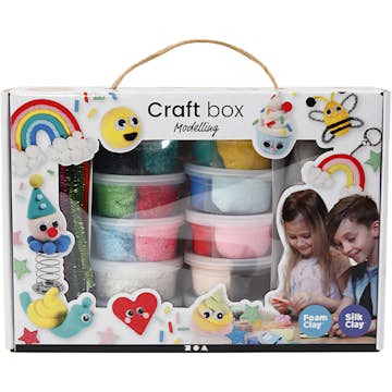 Materialset Creativ Company Foam Clay och Silk Clay I Temaask Mixade Färger 1 Set/ 0 Set