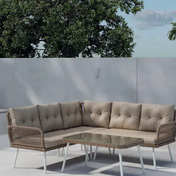 Hörnsoffgrupp Venture Home Ibiza Hörnsoffa med Soffbord och Dynor