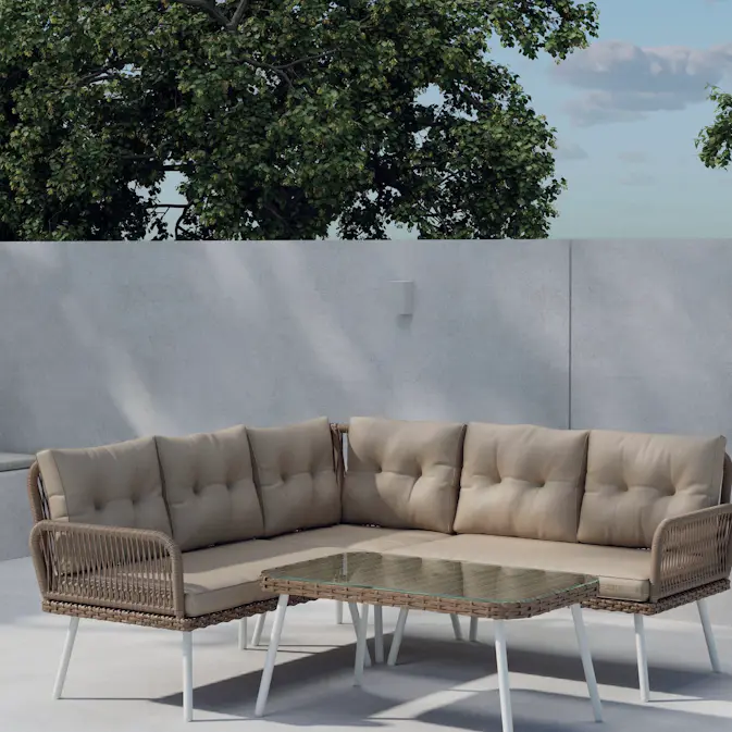 Hörnsoffgrupp Venture Home Ibiza Hörnsoffa med Soffbord och Dynor