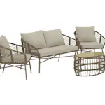 Soffgrupp Venture Home Lipari Loungegrupp i Rotting, 2-sitssoffa och 2st fåtöjer med Dynor och Soffbord