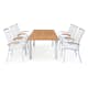 Matgrupp Ute Hillerstorp Nydala 6 st Karmstolar med Förlängningsbart Träbord Vit/Teak